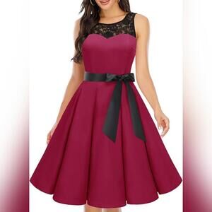 NWT Bbonlinedress 1950s Vintage Rockabilly Swing Lace Cocktail Dress, Small